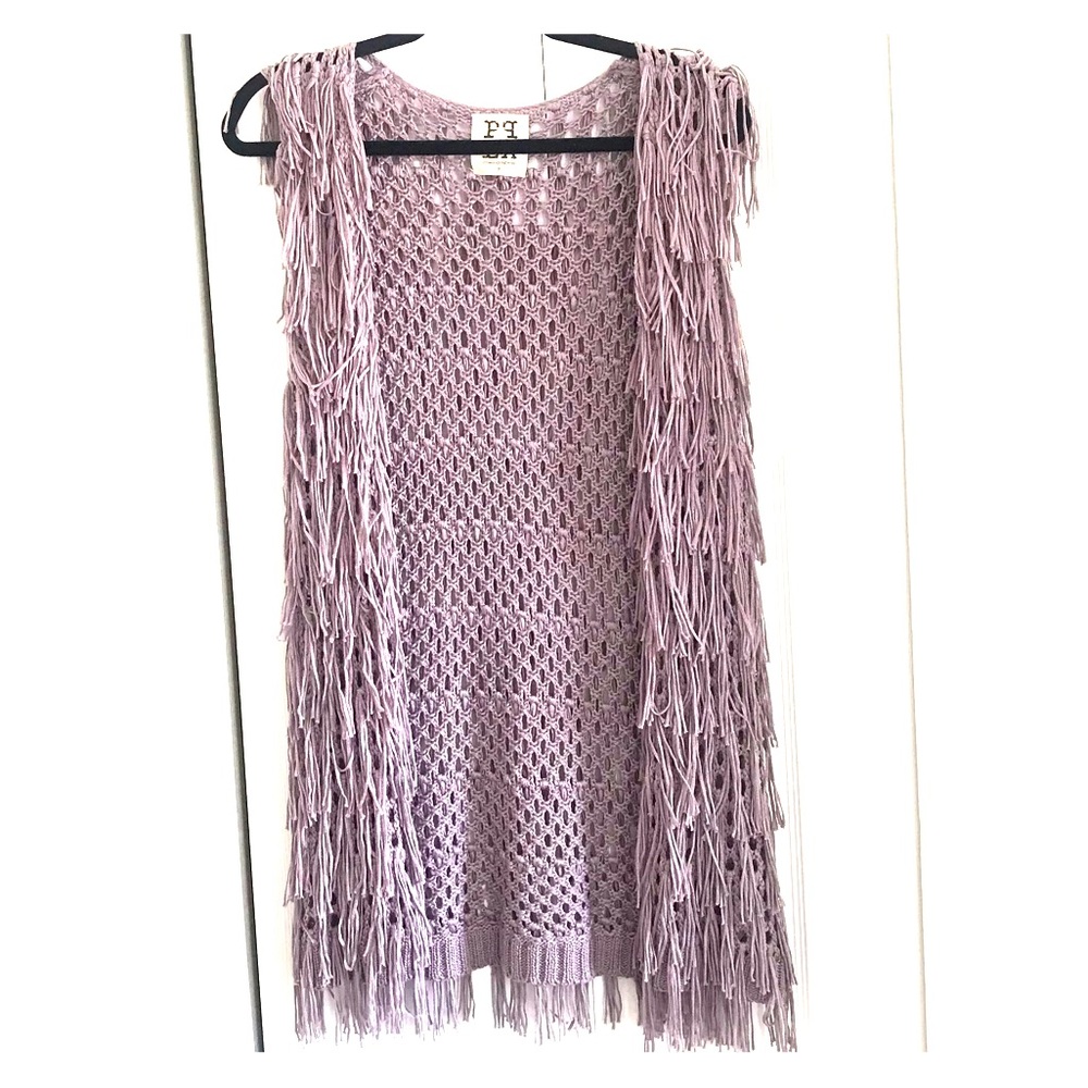 BOHO CHIC PPLA Clothing Purple Crochet Fringe Vest